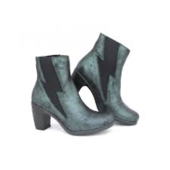 Fly London Shoes - Fly London Black/Metallic Green Women's Ankle Boots Classic Leather Style Sz 41